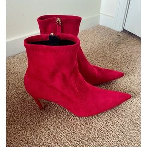 Good American Red Suede Booties